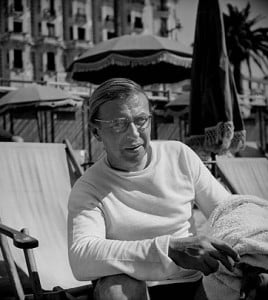 Satre sitting at the French Riviera