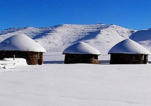 Snowy Huts in Lesotho