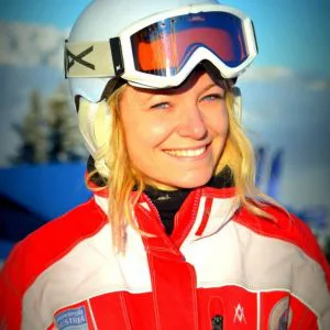 Jo Pearson in ski gear. 